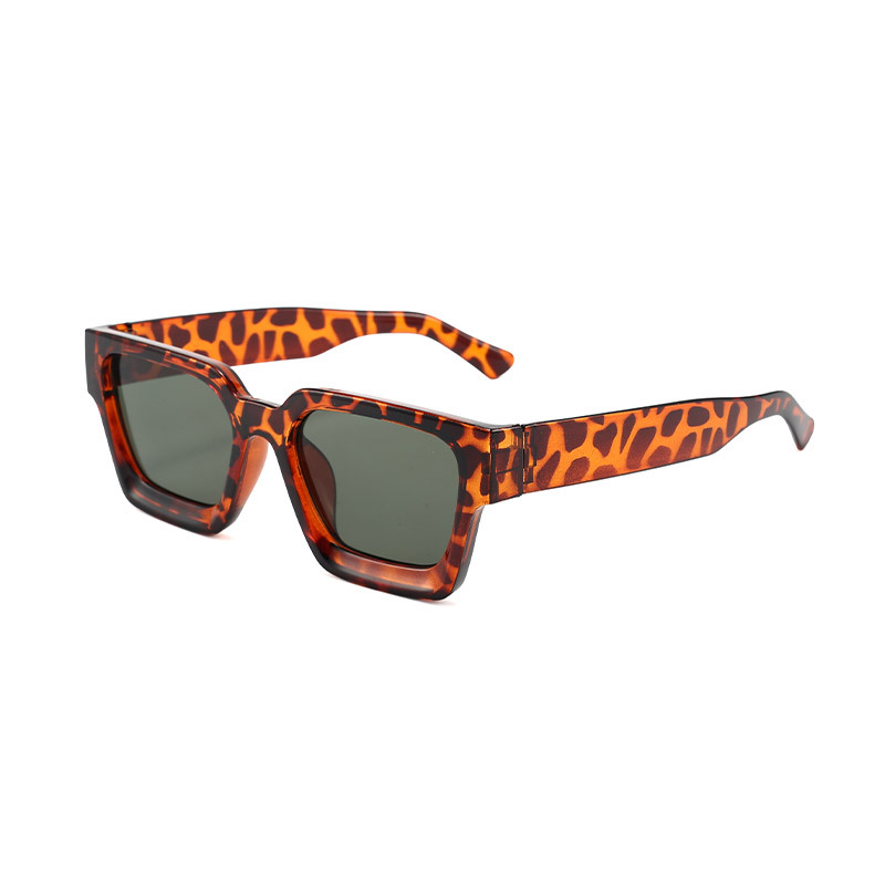 Leopard print Classic Square Frame Sunglasses - Unisex UV400 Protection