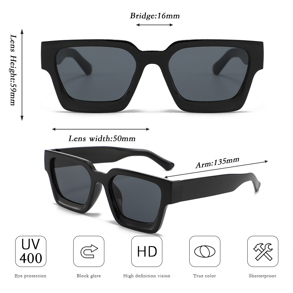 Gray frame gray sheet Classic Square Frame Sunglasses - Unisex UV400 Protection view 4