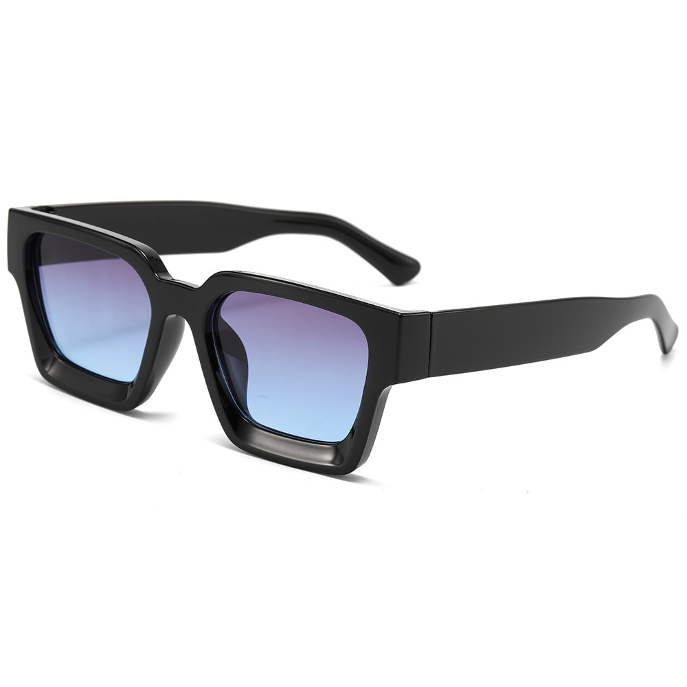 Black frame with grayish blue film Classic Square Frame Sunglasses - Unisex