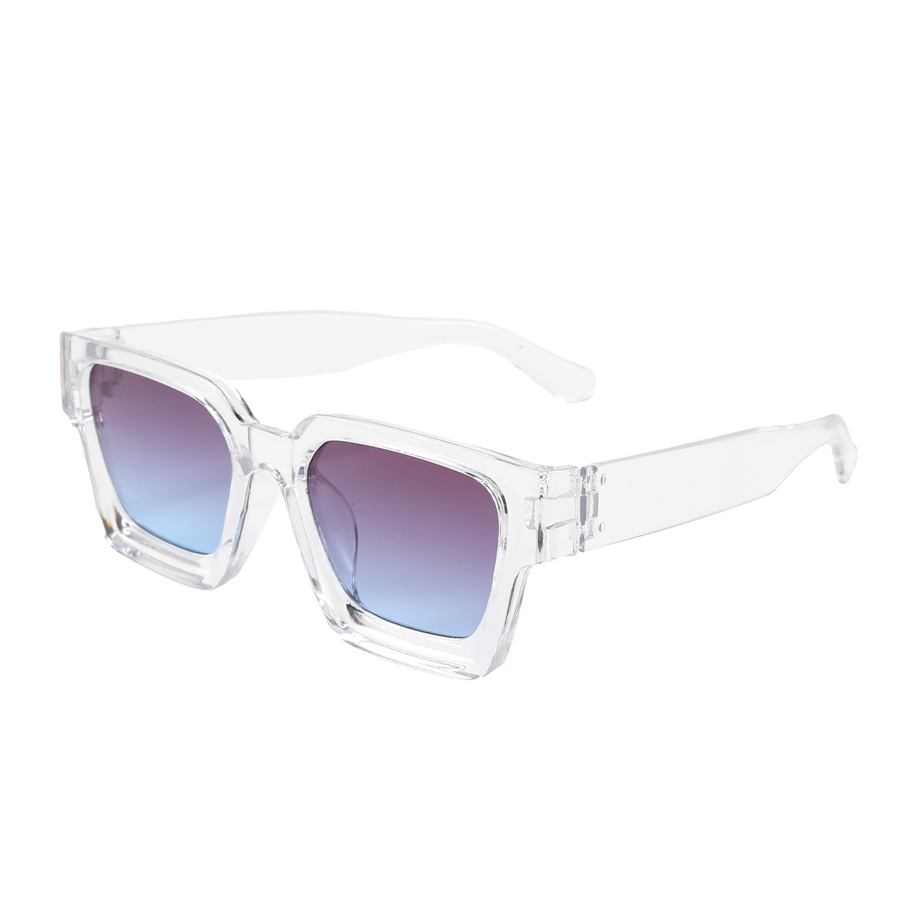 Transparent frame with grayish blue patches Classic Square Frame Sunglasses