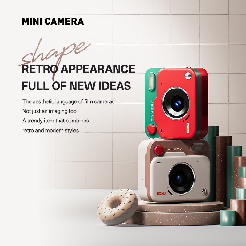 Green Retro Mini Digital Camera Keychain - 48MP Portable Pocket Camcorder with view 3
