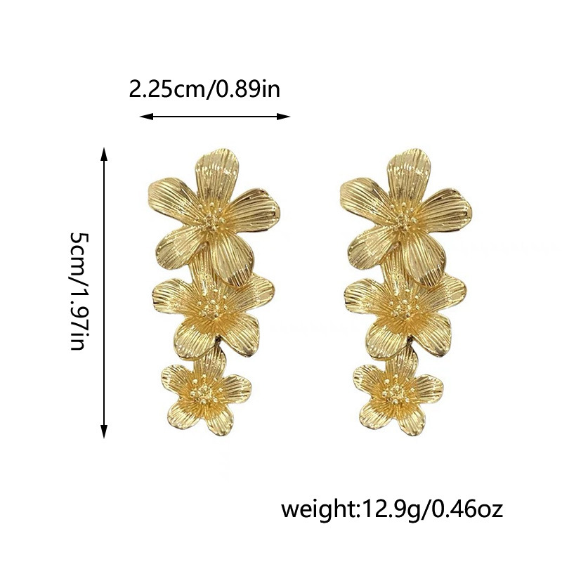 Sliver Textured Cascading Floral Statement Drop Earrings for Women view 4