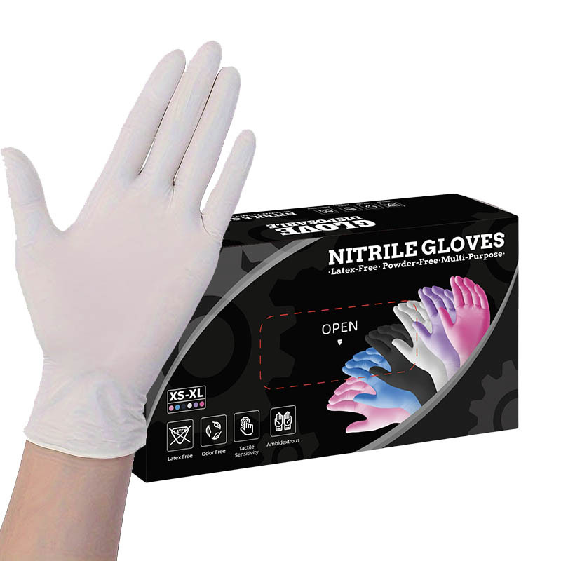 50 Pairs White Premium Disposable Nitrile Gloves - Powder-Free
