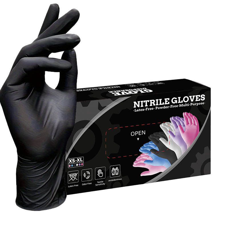 50 Pairs Black Premium Disposable Nitrile Gloves - Powder-Free