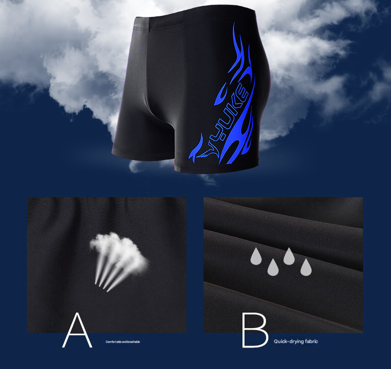 Silver Men's Athletic Swim Trunks and Cap Set with Dynamic Graphic Print(4XL) view 3