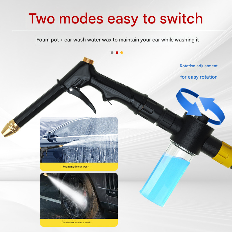 Yellow High-Pressure Car Wash Foam Gun & Hose Set - Adjustable Nozzle for Cleaning view 2