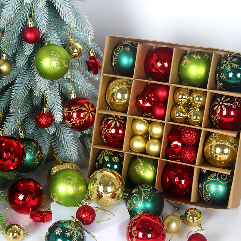 Grey and champagne gold 44-Piece Assorted Christmas Baubles Set with Elegant view 4
