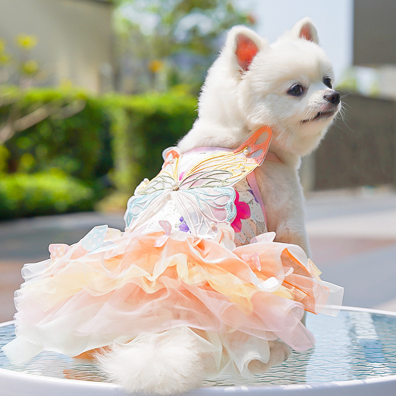 Butterfly Tutu Dress for Dogs & Cats - Summer Pet Princess Gown with Lace view 2