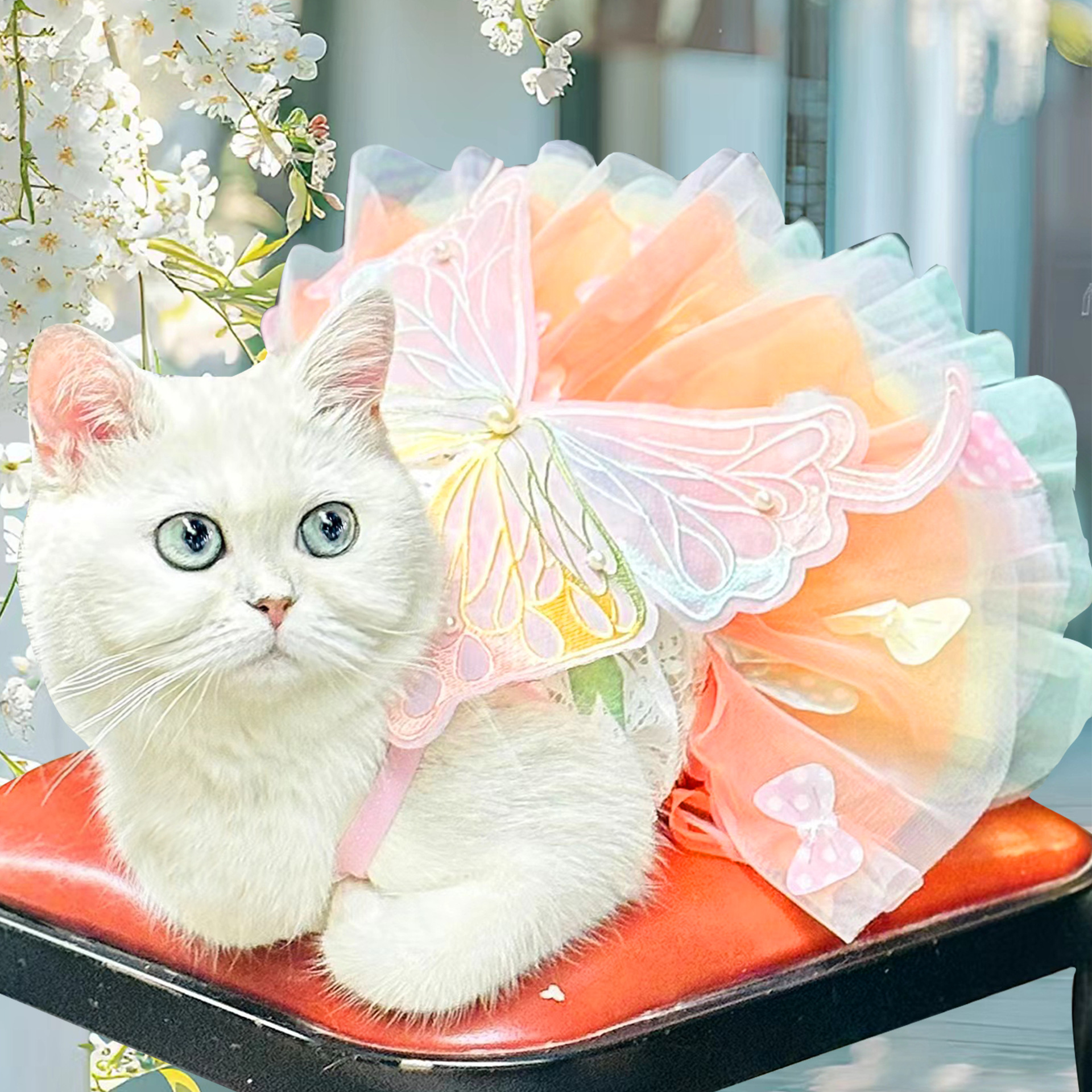 Butterfly Tutu Dress for Dogs & Cats - Summer Pet Princess Gown with Lace view 3