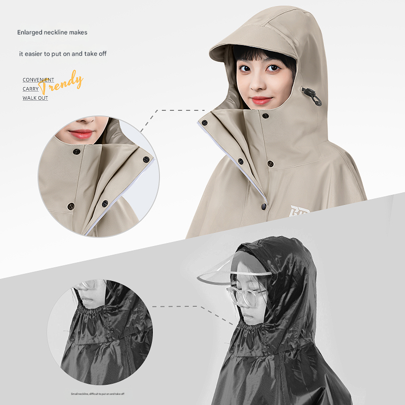 Black Long Full-Body Waterproof Raincoat for Electric Scooters & Motorcycles view 3