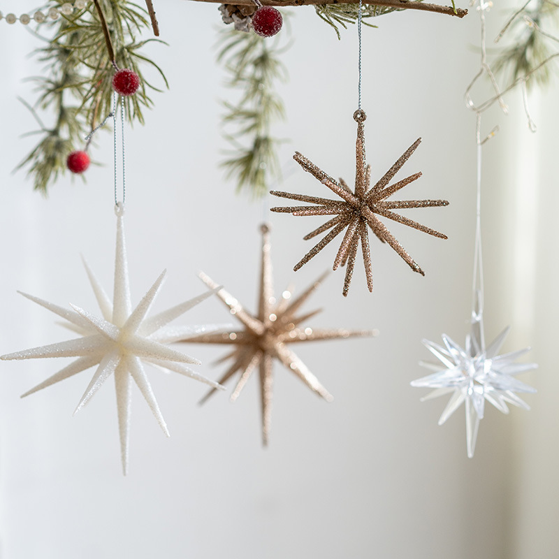 5-PCS Transparent New Christmas Ornament - Starburst Hanging Decor for Tree view 3
