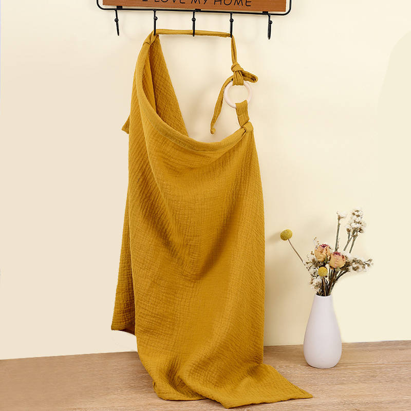 Ginger yellow Soft Muslin Cotton Nursing Cover - Breathable Breastfeeding