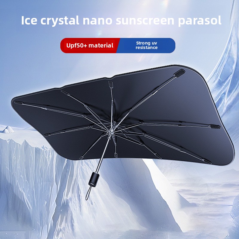 Large size Foldable Car Windshield Sun Shade Umbrella - Ultimate UV & Heat view 3