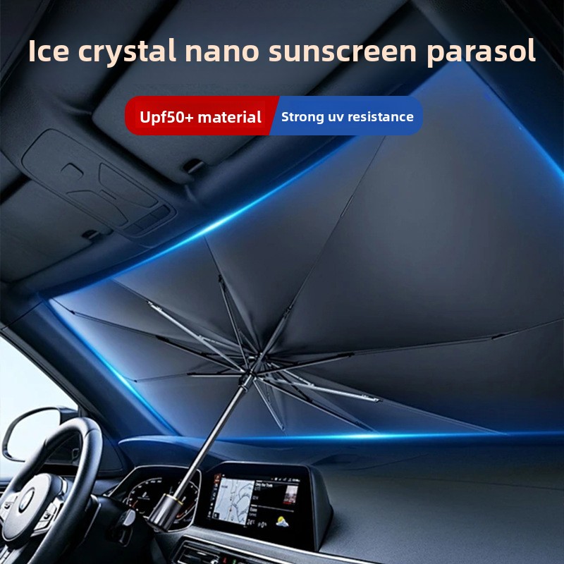 Small size Foldable Car Windshield Sun Shade Umbrella - Ultimate UV & Heat view 2
