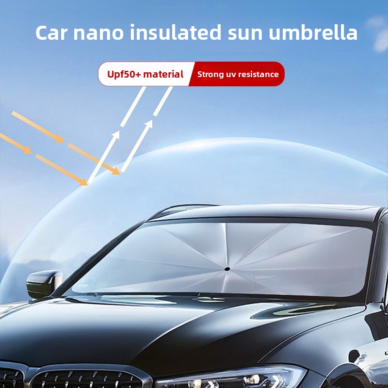 Small size Foldable Car Windshield Sun Shade Umbrella - Ultimate UV & Heat view 4
