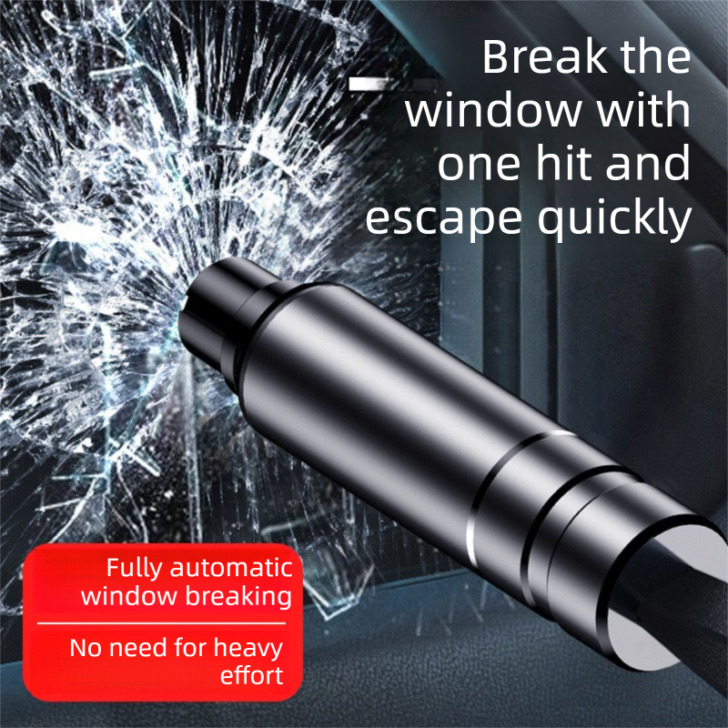 Red 2-in-1 Emergency Car Escape Tool - Spring-Loaded Window Breaker & Seatbelt view 2
