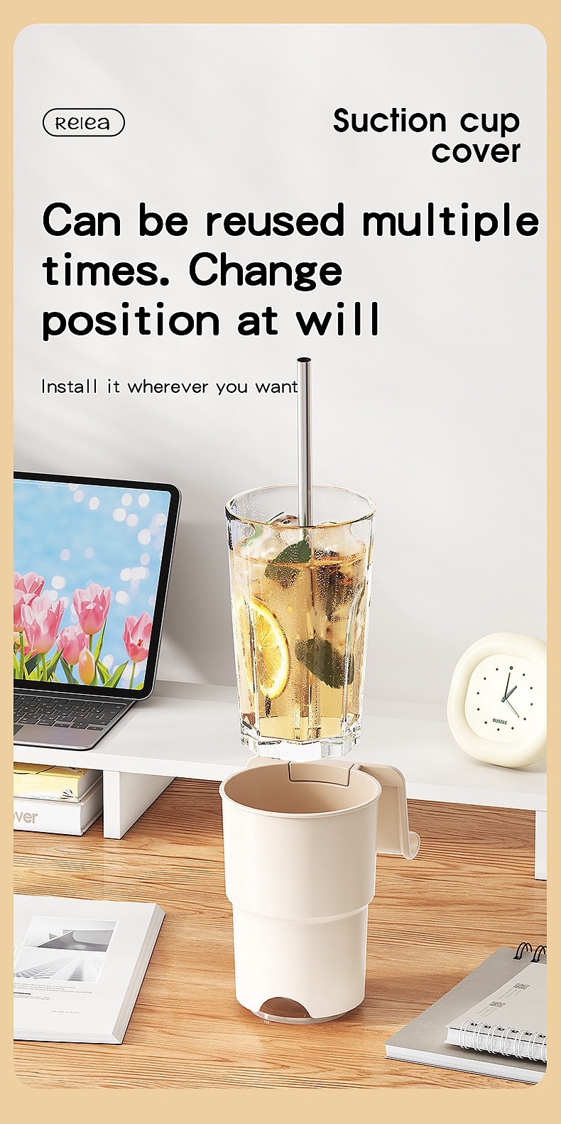 Multi-Purpose Anti-Spill Cup Holder with Suction Base & Detachable Phone view 8