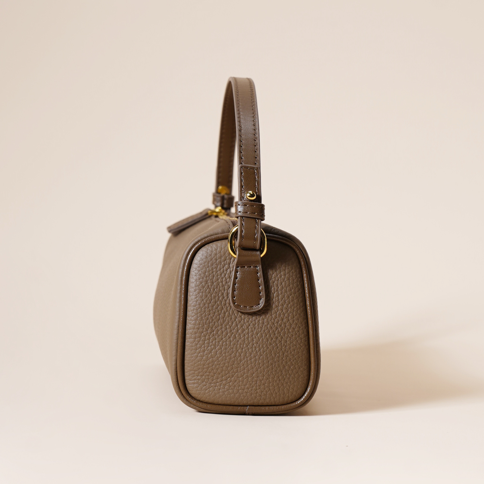 Genuine Leather Boston Bag - Mini Barrel Crossbody & Top Handle Purse(black) view 4