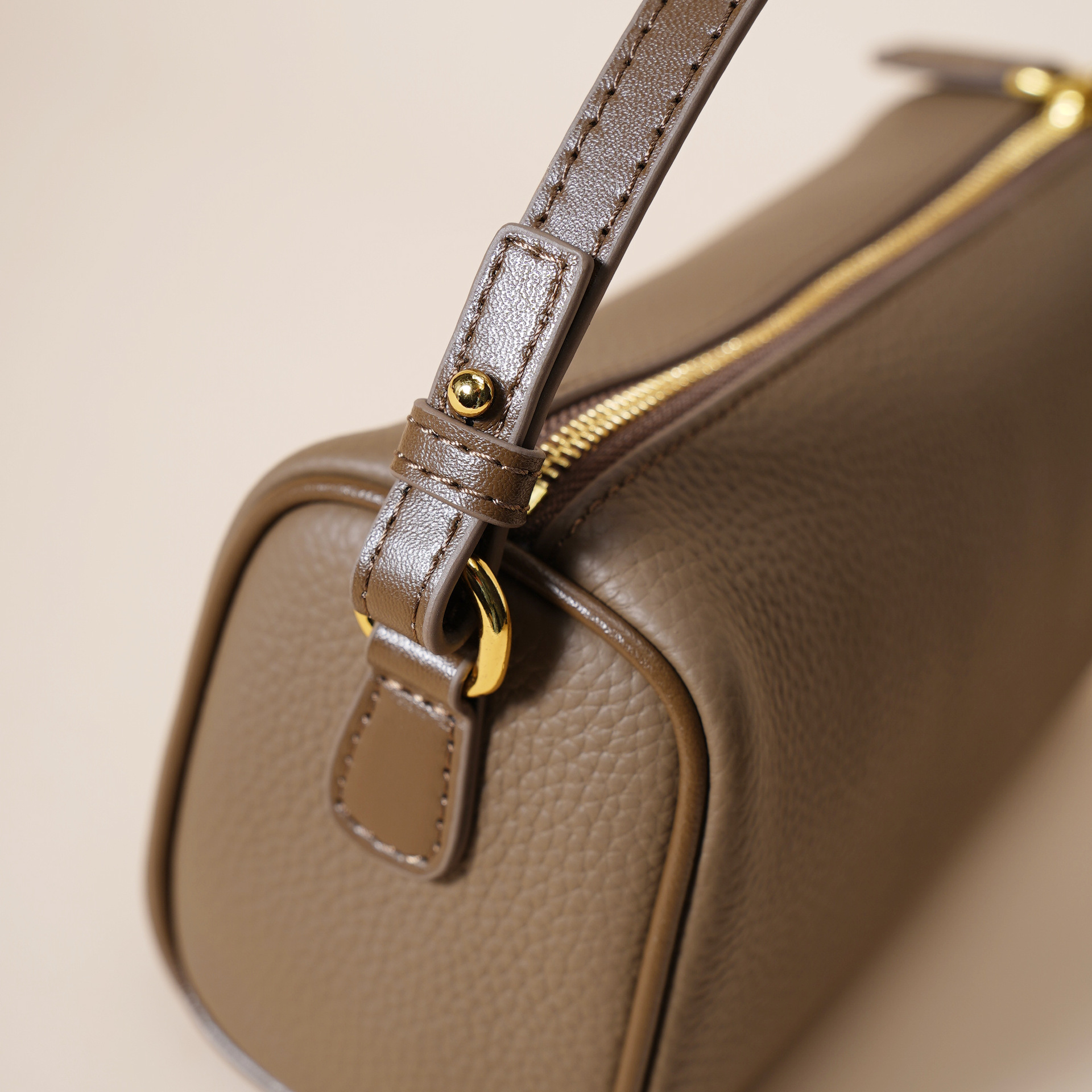 Genuine Leather Boston Bag - Mini Barrel Crossbody & Top Handle Purse(black) view 8