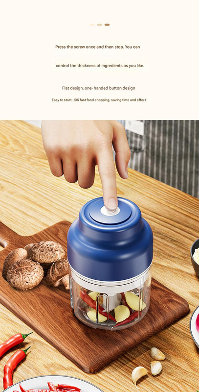Powerful Mini Electric Food Chopper - USB Rechargeable Cordless Garlic & Meat view 4