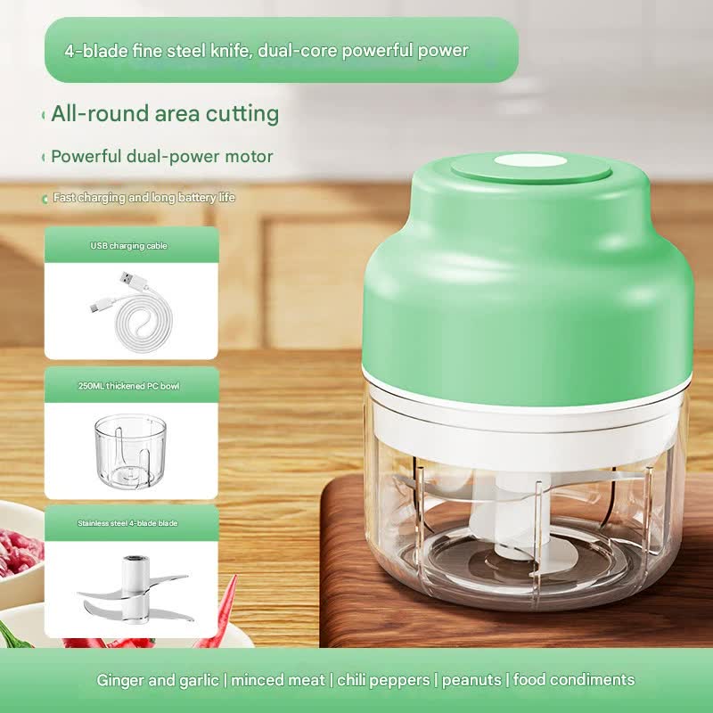 Powerful Mini Electric Food Chopper - USB Rechargeable Cordless Garlic & Meat