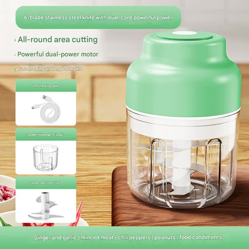 Powerful Mini Electric Food Chopper - USB Rechargeable Cordless Garlic & Meat