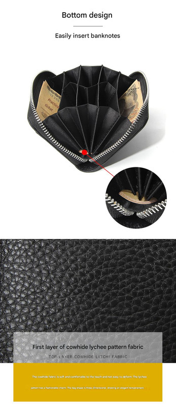 Genuine Leather RFID Blocking Accordion Card Holder & Coin Purse - Large view 4