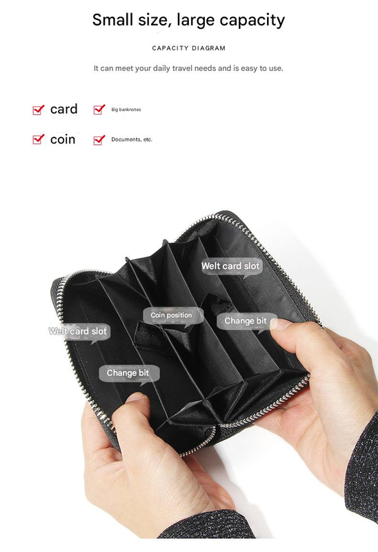 Genuine Leather RFID Blocking Accordion Card Holder & Coin Purse - Large view 3