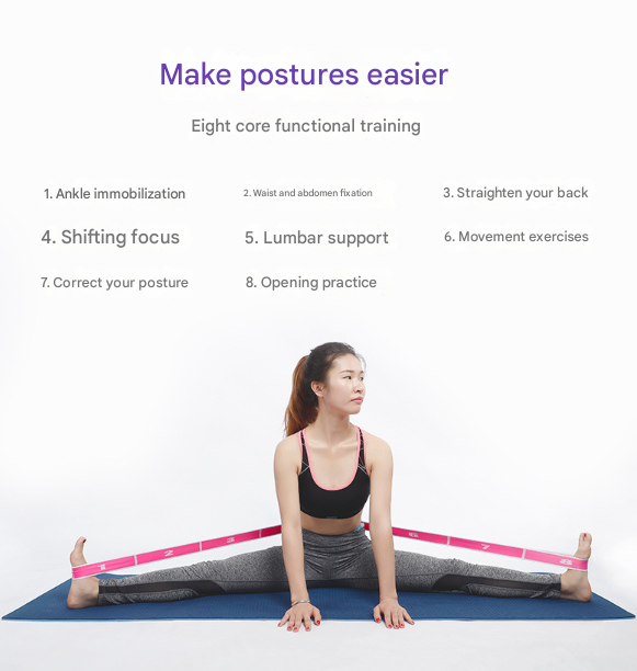 Pink and Blue 9-Loop Yoga Stretch Strap - Numbered Band for Flexibility and view 3