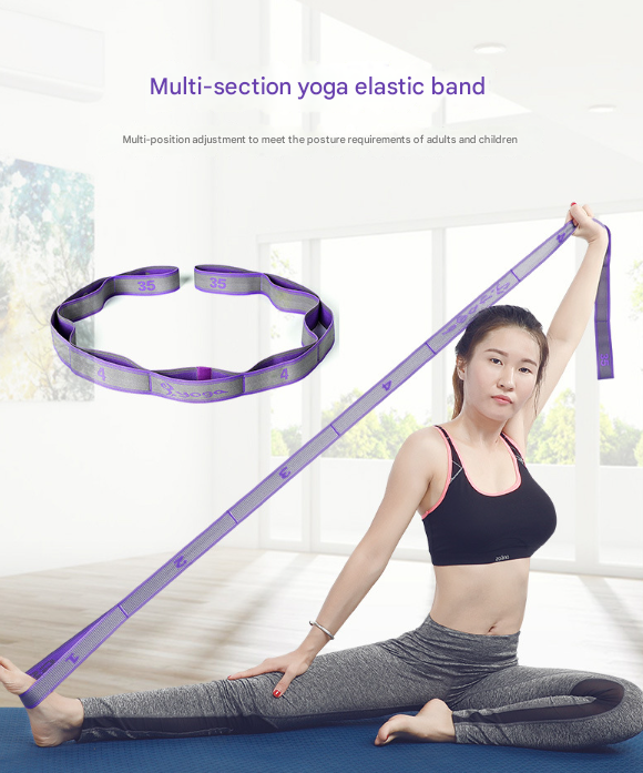 Pink 9-Loop Yoga Stretch Strap - Numbered Band for Flexibility and Physical view 2