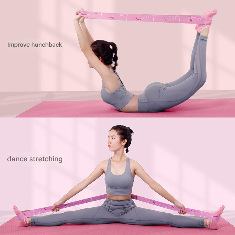 Dark Blue Instructional Yoga Stretch Strap with Embroidered Pose Guide view 5