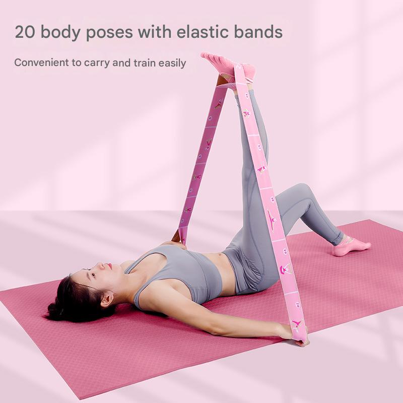 Pink Instructional Yoga Stretch Strap with Embroidered Pose Guide - 11-Loop view 3