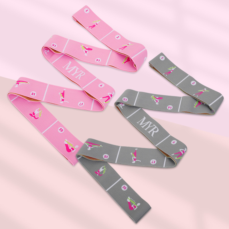 Grey Instructional Yoga Stretch Strap with Embroidered Pose Guide - 11-Loop view 7