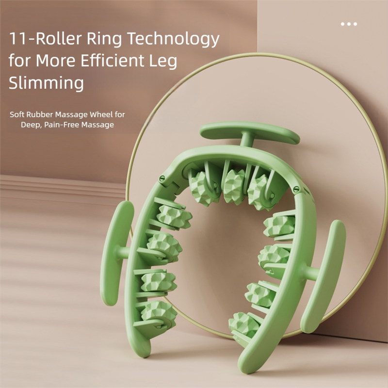 Green Removable Adjustable Wrap-Around Muscle Roller - 11-Wheel Deep Tissue view 4