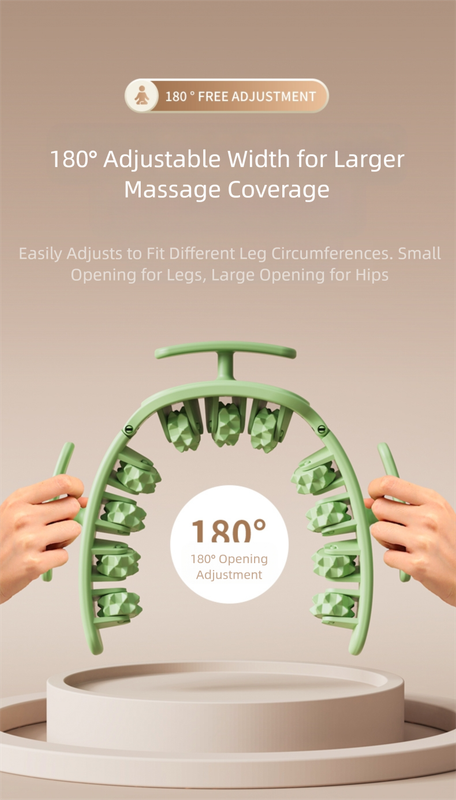Green and White Removable Adjustable Wrap-Around Muscle Roller - 11-Wheel Deep view 5
