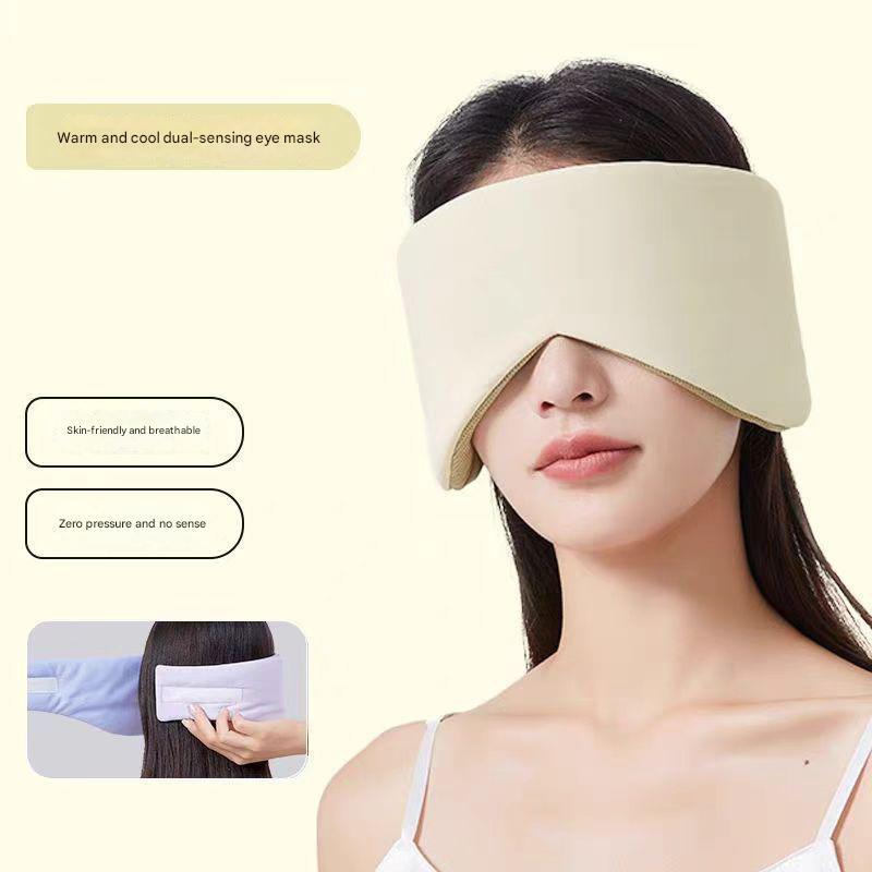 Beige Reversible All-Season Sleep Mask - Cooling & Warming with Sound Muffling