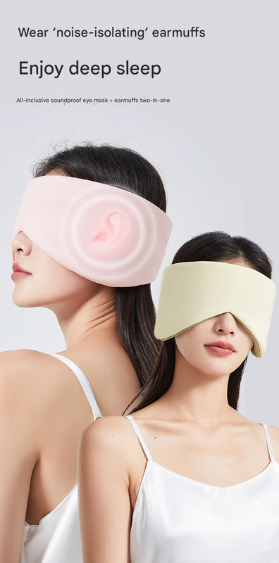 Grey Reversible All-Season Sleep Mask - Cooling & Warming with Sound Muffling view 2