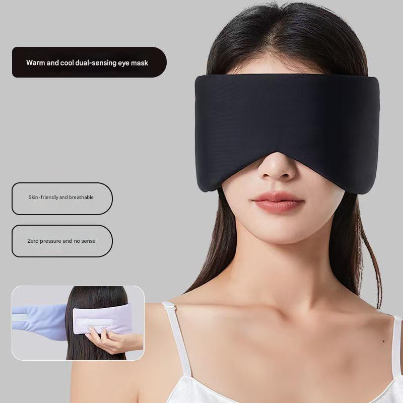 Black Reversible All-Season Sleep Mask - Cooling & Warming with Sound Muffling