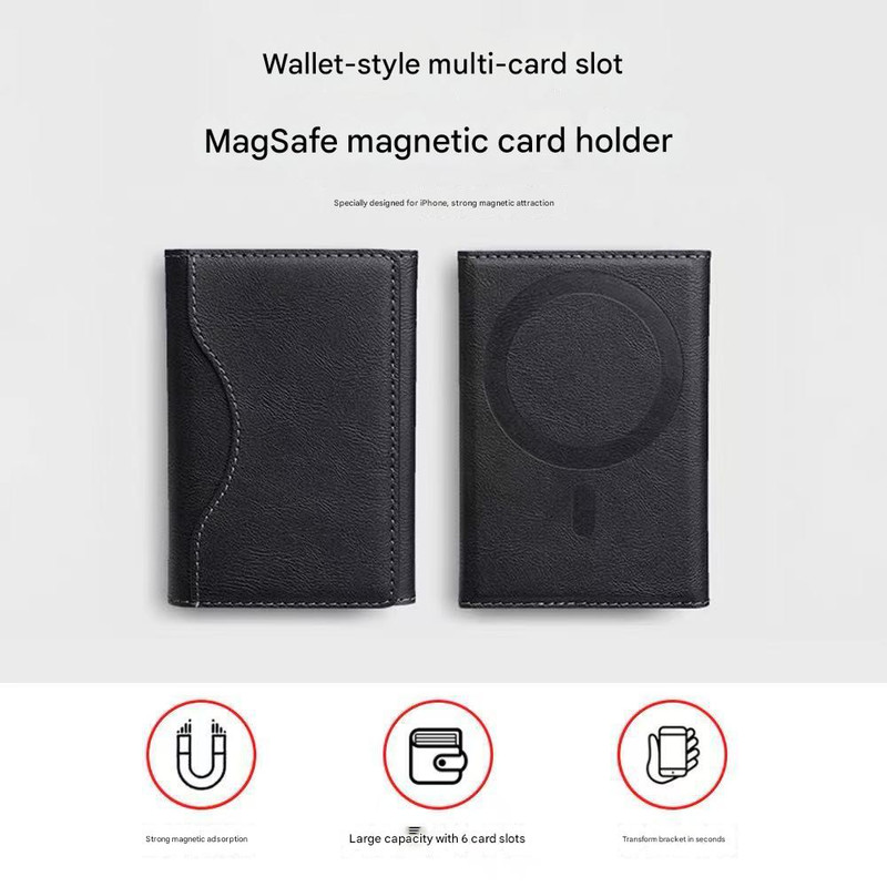Dark Purple 3-in-1 Magnetic Wallet for MagSafe - Slim PU Leather Card Holder view 4