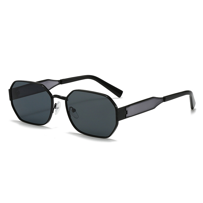 Black Frame and Black Grey Lenses Modern Retro Geometric Sunglasses - Chic