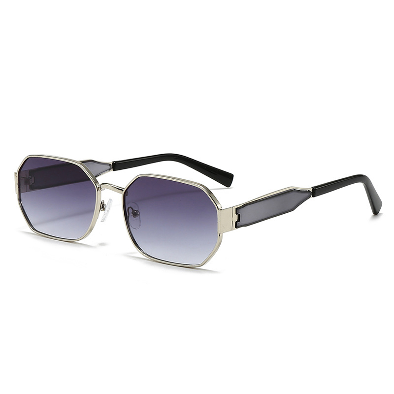 Silver Frame and Grey Lenses Modern Retro Geometric Sunglasses - Chic Metal