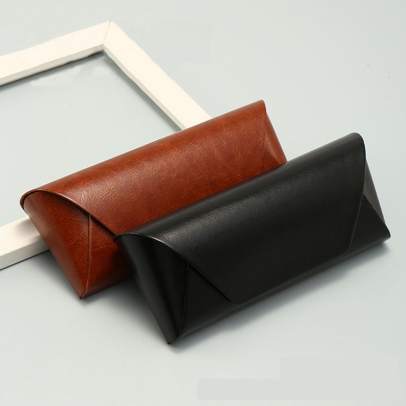 2 Pcs Brown Vintage Style PU Leather Eyewear Case - Protective Hard Shell with view 2