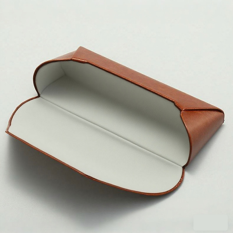 2 Pcs Brown Vintage Style PU Leather Eyewear Case - Protective Hard Shell with view 5