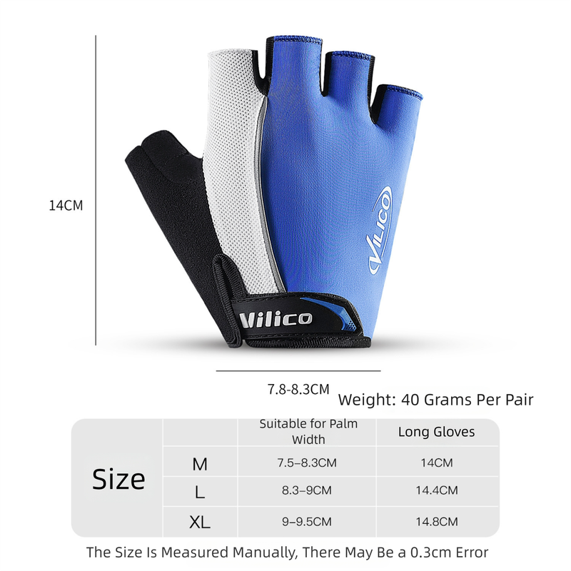 Size L Blue Padded Half-Finger Cycling Gloves - Breathable Shock-Absorbing view 5