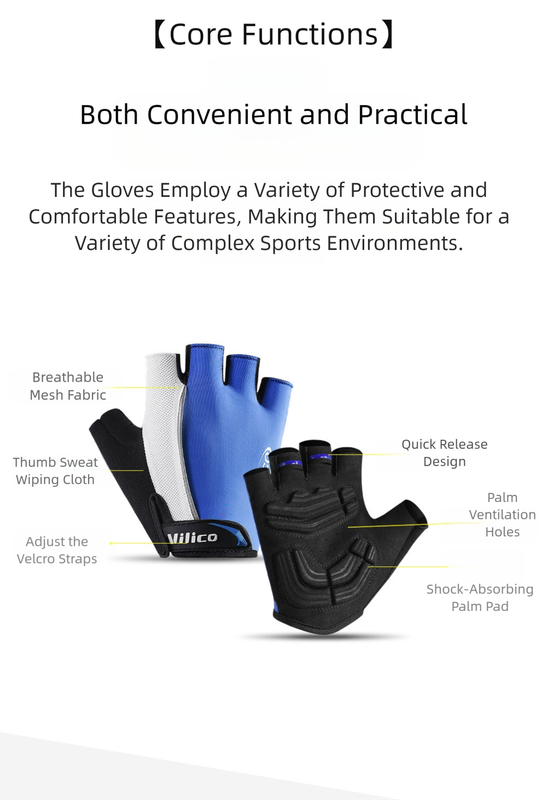 Size L Blue Padded Half-Finger Cycling Gloves - Breathable Shock-Absorbing view 6