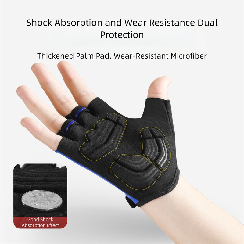 Size XL Blue Padded Half-Finger Cycling Gloves - Breathable Shock-Absorbing view 3