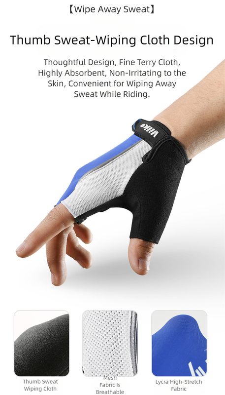 Size M Red Padded Half-Finger Cycling Gloves - Breathable Shock-Absorbing view 7