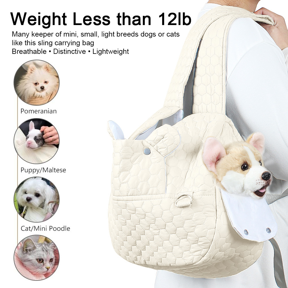 Grey Quilted Hands-Free Pet Carrier Sling - Comfortable Front Pack for Small view 5