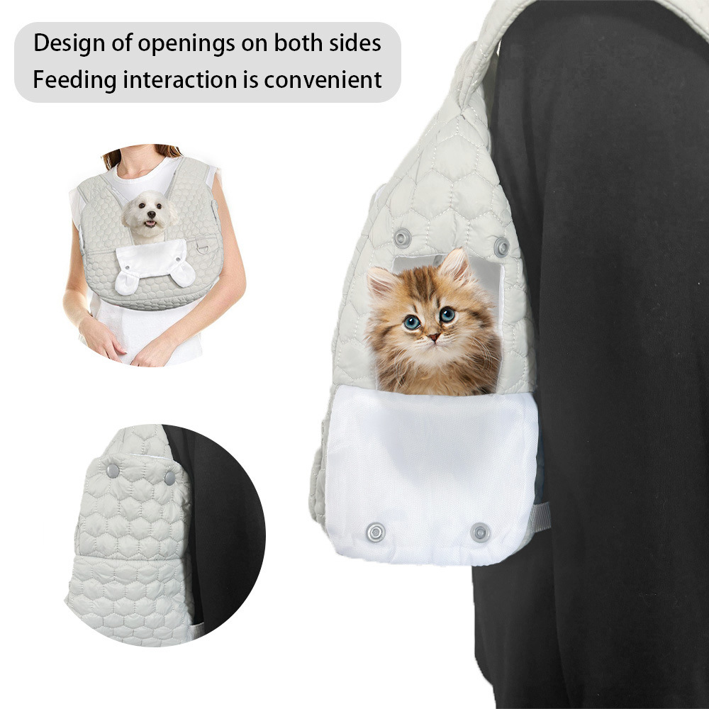 Light Khaki Quilted Hands-Free Pet Carrier Sling - Comfortable Front Pack for view 4