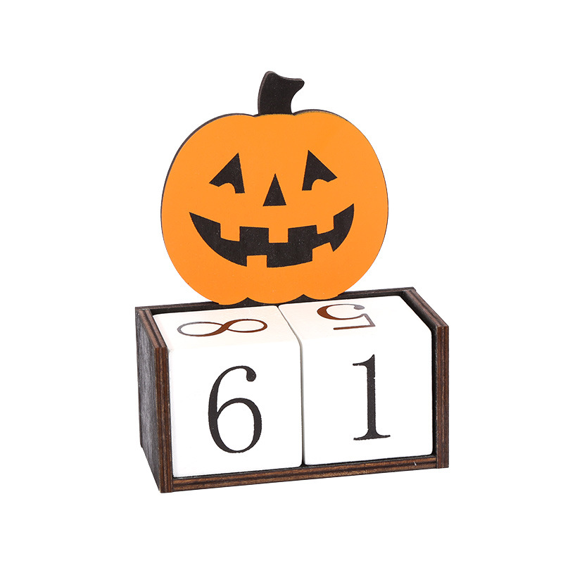 Orange Pumpkin Shape Festive Halloween Countdown Blocks - Reusable Wooden